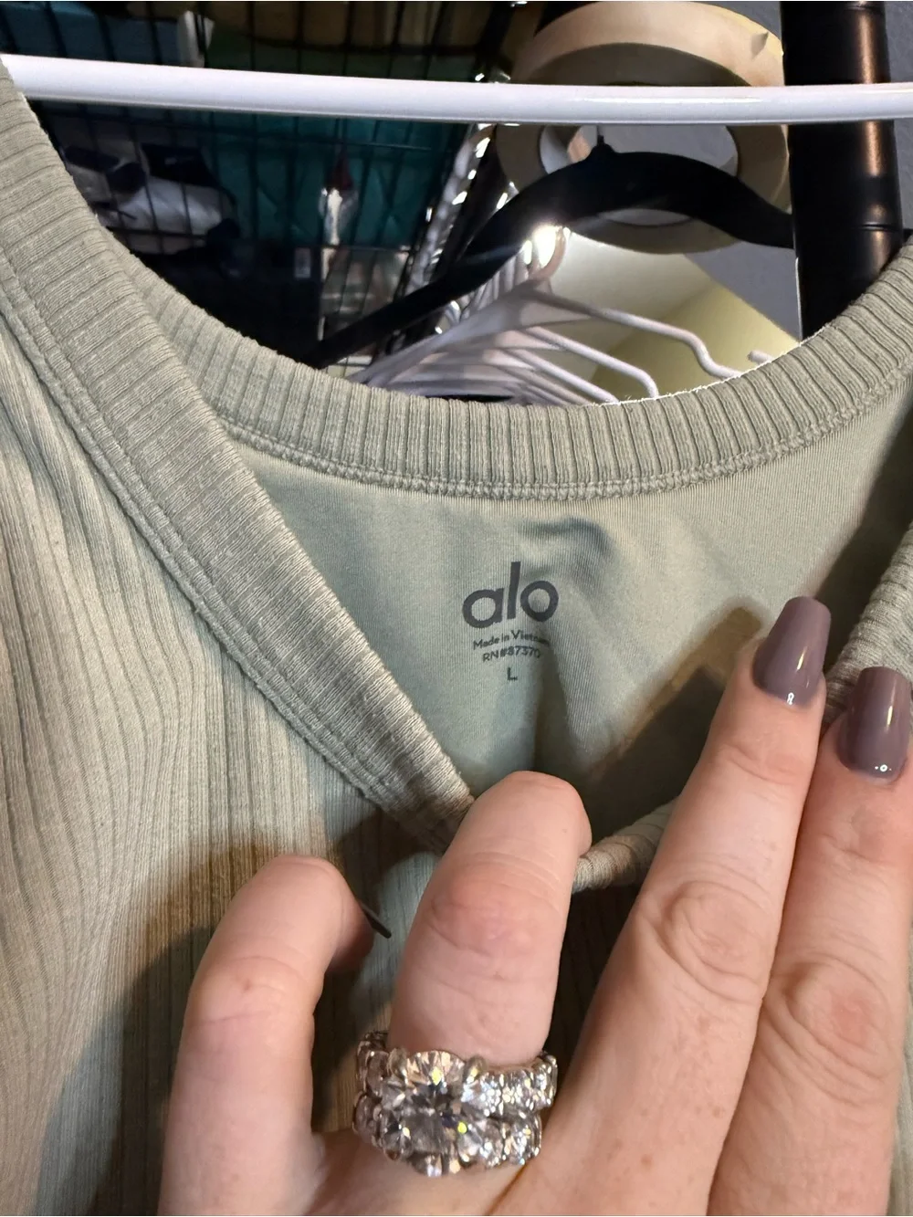 ALO Yoga Ribbed Scoop bra Tank Top - Sage beige